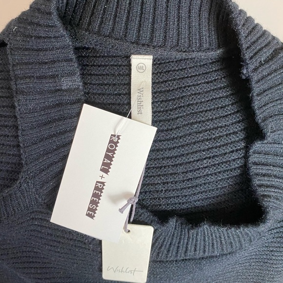 NWTs Boutique Royal & Reese Cold Shoulder Sweater Refined Knitwear- Black - Picture 7 of 11